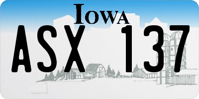 IA license plate ASX137