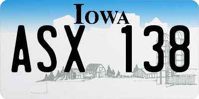 IA license plate ASX138