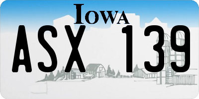 IA license plate ASX139