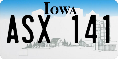 IA license plate ASX141