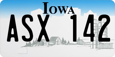IA license plate ASX142