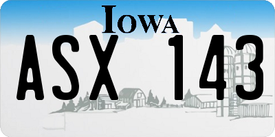 IA license plate ASX143