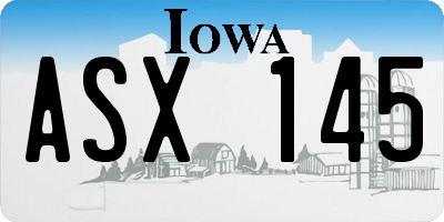 IA license plate ASX145