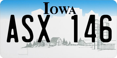 IA license plate ASX146