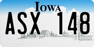 IA license plate ASX148