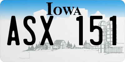 IA license plate ASX151