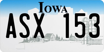 IA license plate ASX153