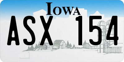 IA license plate ASX154