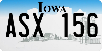 IA license plate ASX156
