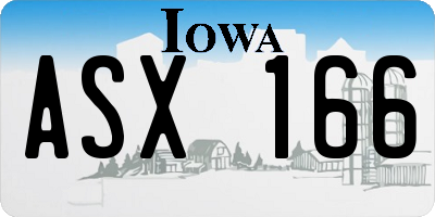 IA license plate ASX166