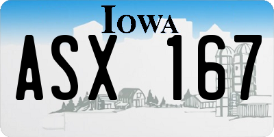 IA license plate ASX167