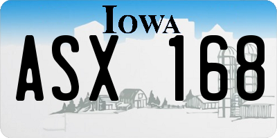IA license plate ASX168