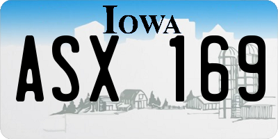 IA license plate ASX169
