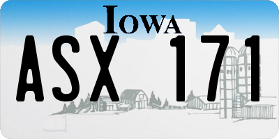 IA license plate ASX171