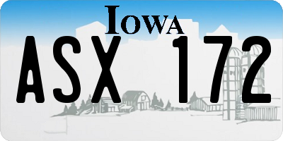 IA license plate ASX172