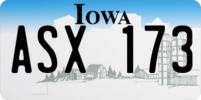 IA license plate ASX173