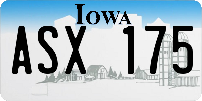 IA license plate ASX175