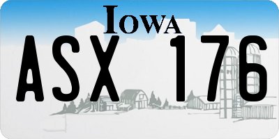 IA license plate ASX176