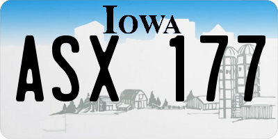 IA license plate ASX177