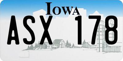 IA license plate ASX178