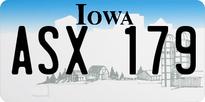 IA license plate ASX179