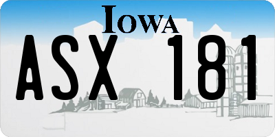 IA license plate ASX181