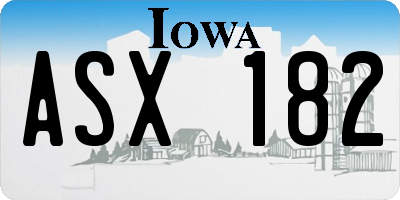 IA license plate ASX182