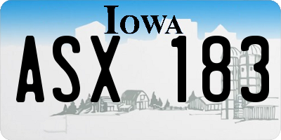 IA license plate ASX183