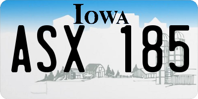 IA license plate ASX185