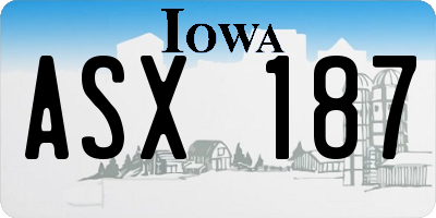 IA license plate ASX187