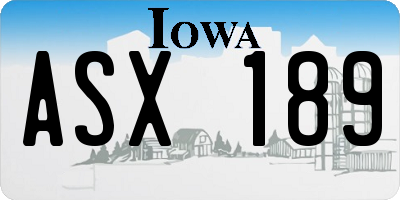 IA license plate ASX189