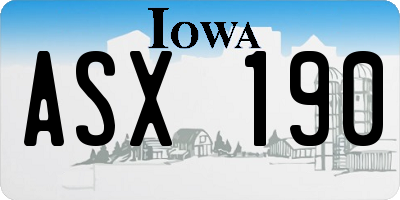 IA license plate ASX190