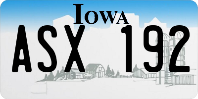 IA license plate ASX192
