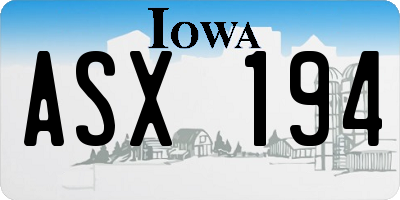 IA license plate ASX194