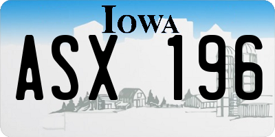 IA license plate ASX196