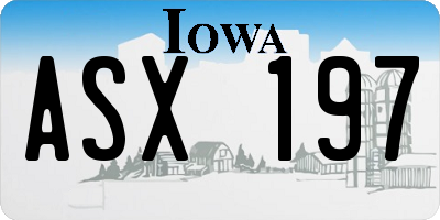 IA license plate ASX197