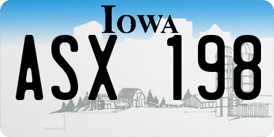 IA license plate ASX198