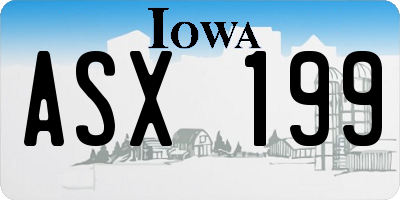 IA license plate ASX199