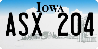 IA license plate ASX204