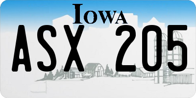 IA license plate ASX205