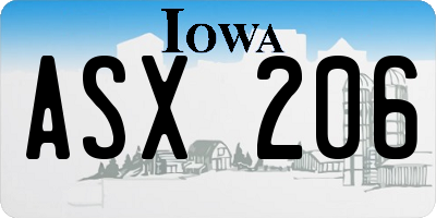 IA license plate ASX206