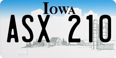 IA license plate ASX210