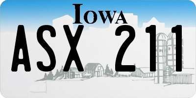 IA license plate ASX211