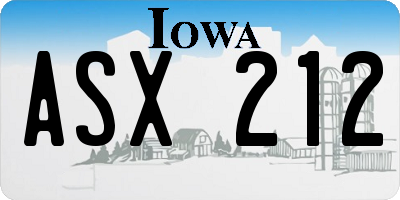 IA license plate ASX212
