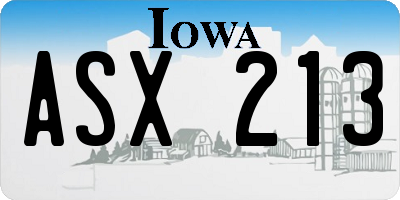IA license plate ASX213