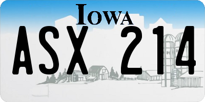 IA license plate ASX214