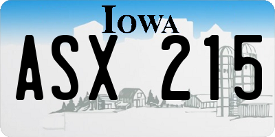 IA license plate ASX215