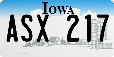 IA license plate ASX217