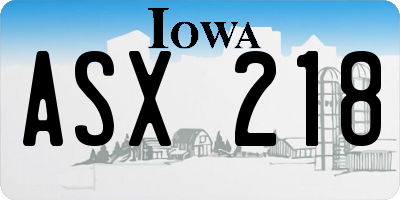 IA license plate ASX218