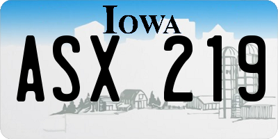 IA license plate ASX219